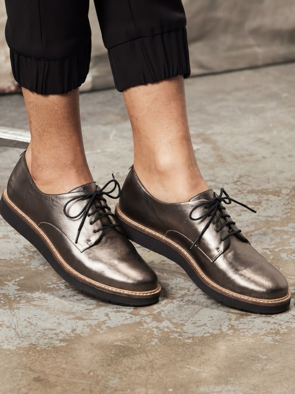 Clarks Artisan Metallic Lace Up Glick Darby Leather Shoes Size 8